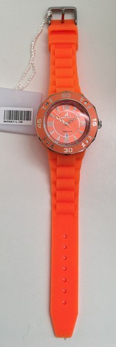 ADEE KAYE Beverly Hills Watch ELETTRICO w Seconds Hand Silicone Band Orange NEW - Picture 4 of 7