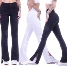 Damen Jeans Hose Bootcut High Waist  Push Up Schlaghose Weites Bein Stretch S33