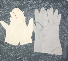 Lot Of 3 Vintage 40s 50s Women's Gloves Cotton Nylon Shalimar Embroidered Medium