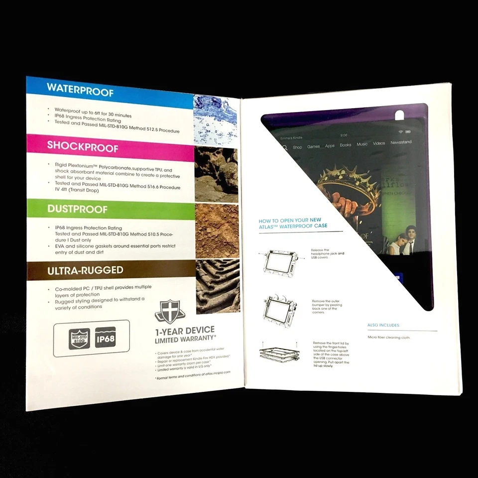 Atlas Waterproof Case for Kindle Fire HDX 7" by Incipio Purple NEW - Image 2 of 3