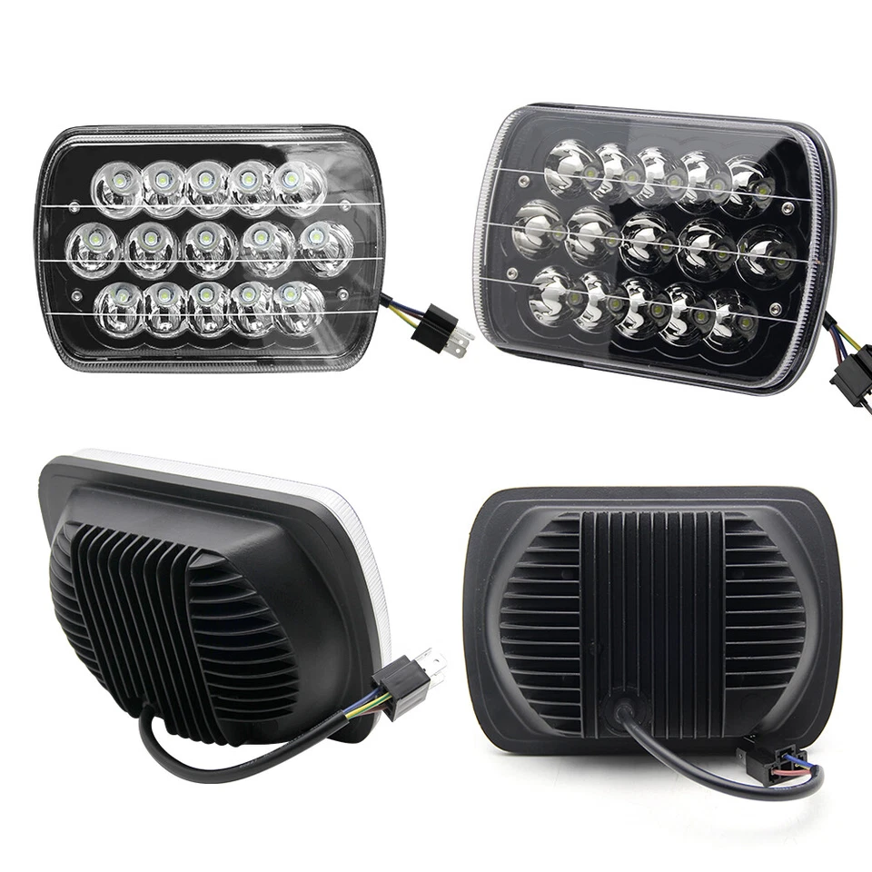 Faros LED 7x6 5X7" + cápsulas de barra de luz de 7" para Jeep Wrangler YJ GMC Chevy Express Foto 4 de 4