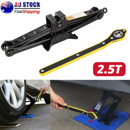 2.5Ton Scissor Jack Lift Wind Up Tools For Car Van Garage w/ Wrench Speed Handle - Picture 1 of 11
