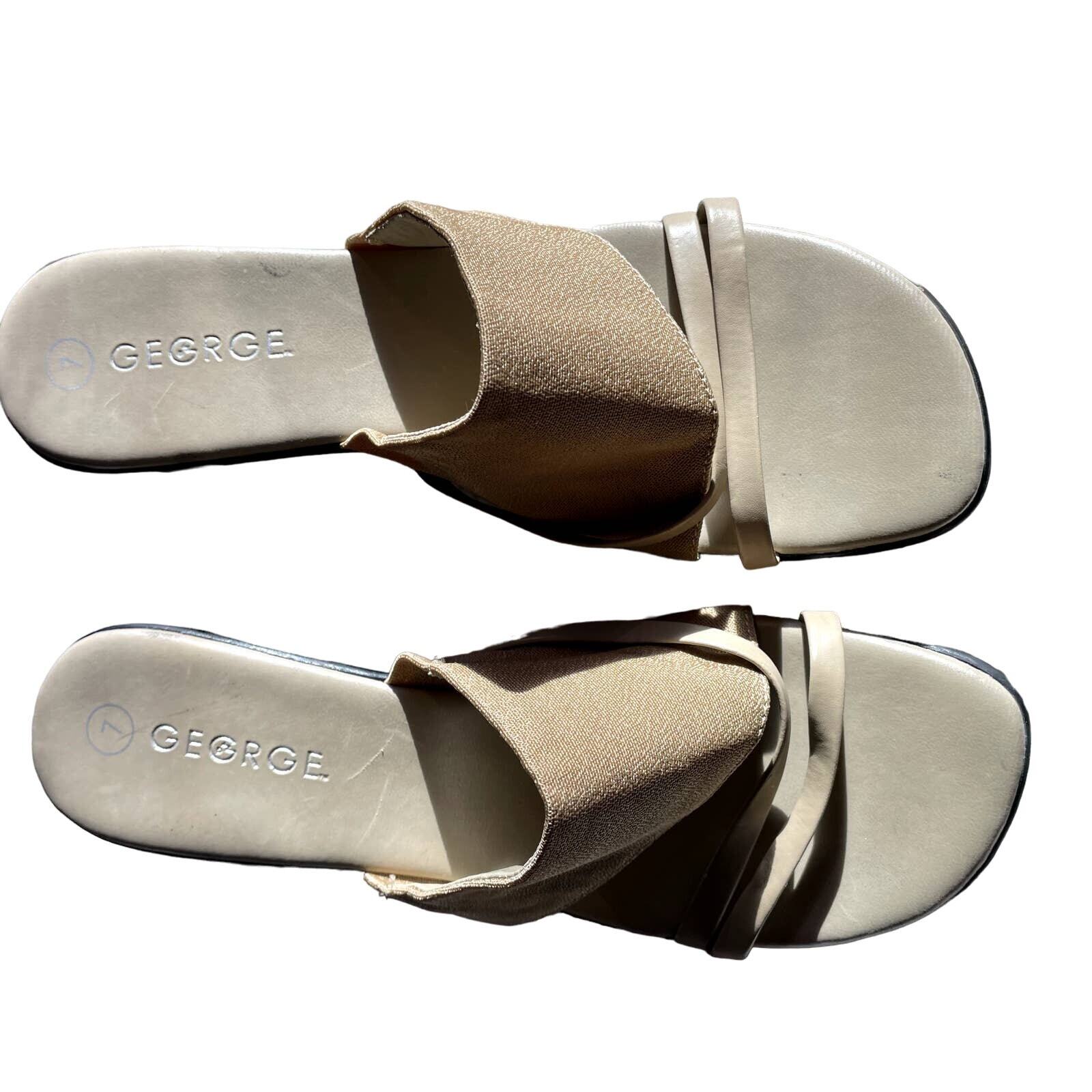 George Size 7 Gold Block Heel Sandal 2.5