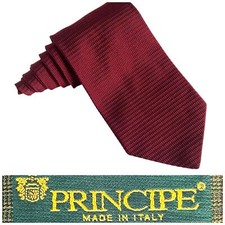 Vintage Principe Necktie Work Textured Red Italy Retro Old School 90s Y2K Vtg