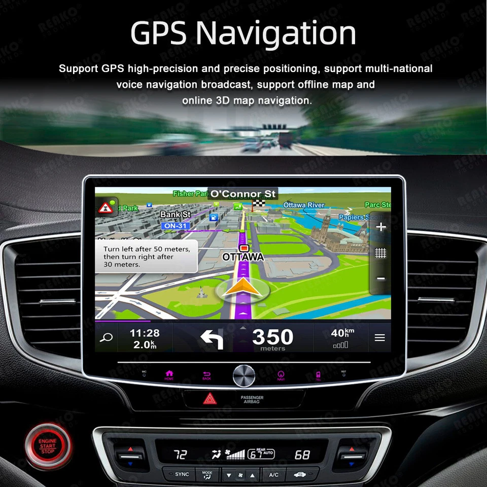 1DIN 2+32G Rotatable 10.1" Android 13 Carplay Car Stereo Radio GPS WIFI+360 Cam - Image 4 of 4