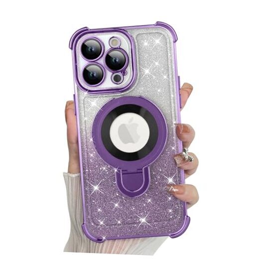 for Case, Support for MagSafe [Four Corner Cushion iPhone 15 Pro Max Purple