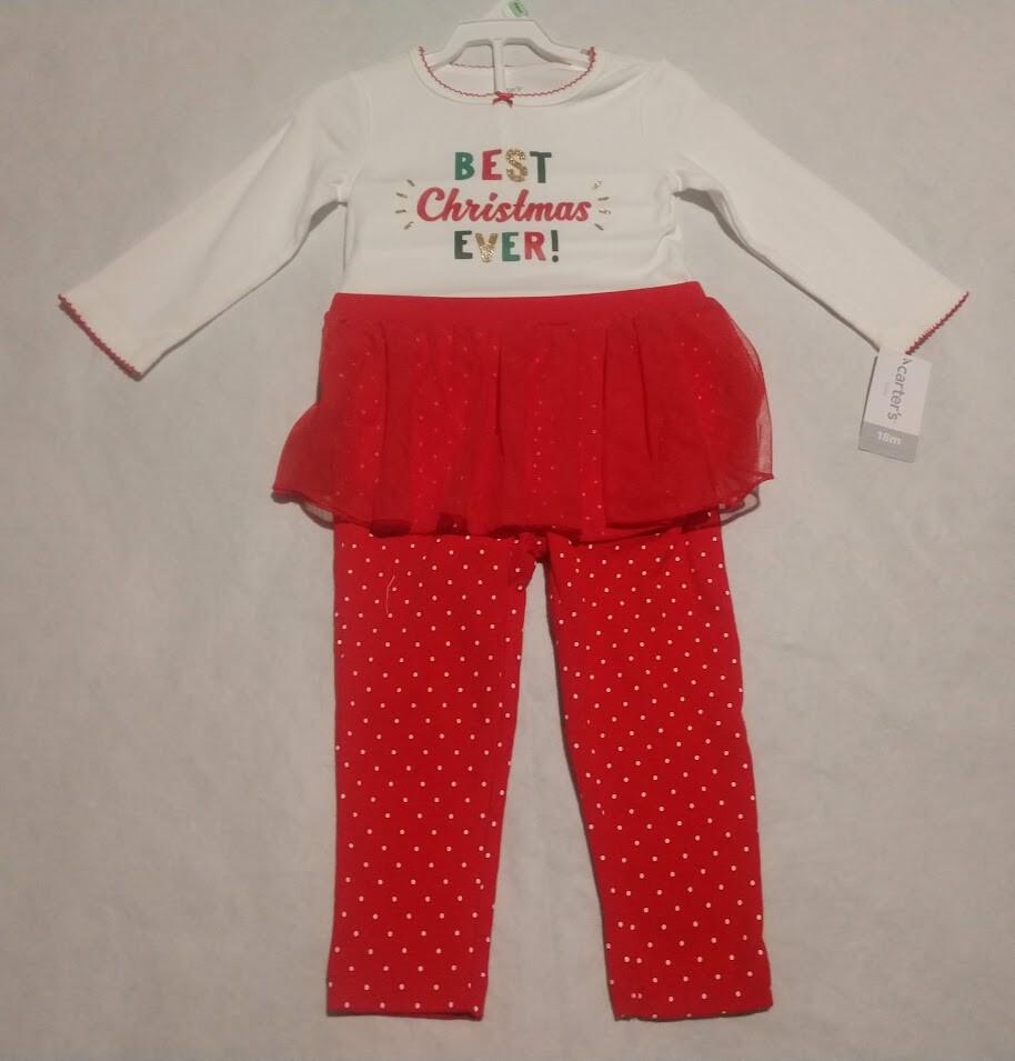 NWT Carter's Best Christmas Ever Bodysuit Tutu Leggings Outfit