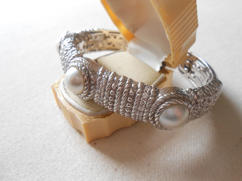 Elegante brazalete de plata de ley Judith Ripka perla Diamonique 800110 Foto 3 de 4