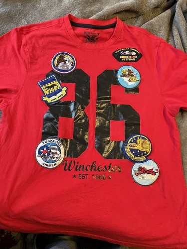 Winchester Tuskegee Airman Patches T-shirt Mens XLarge