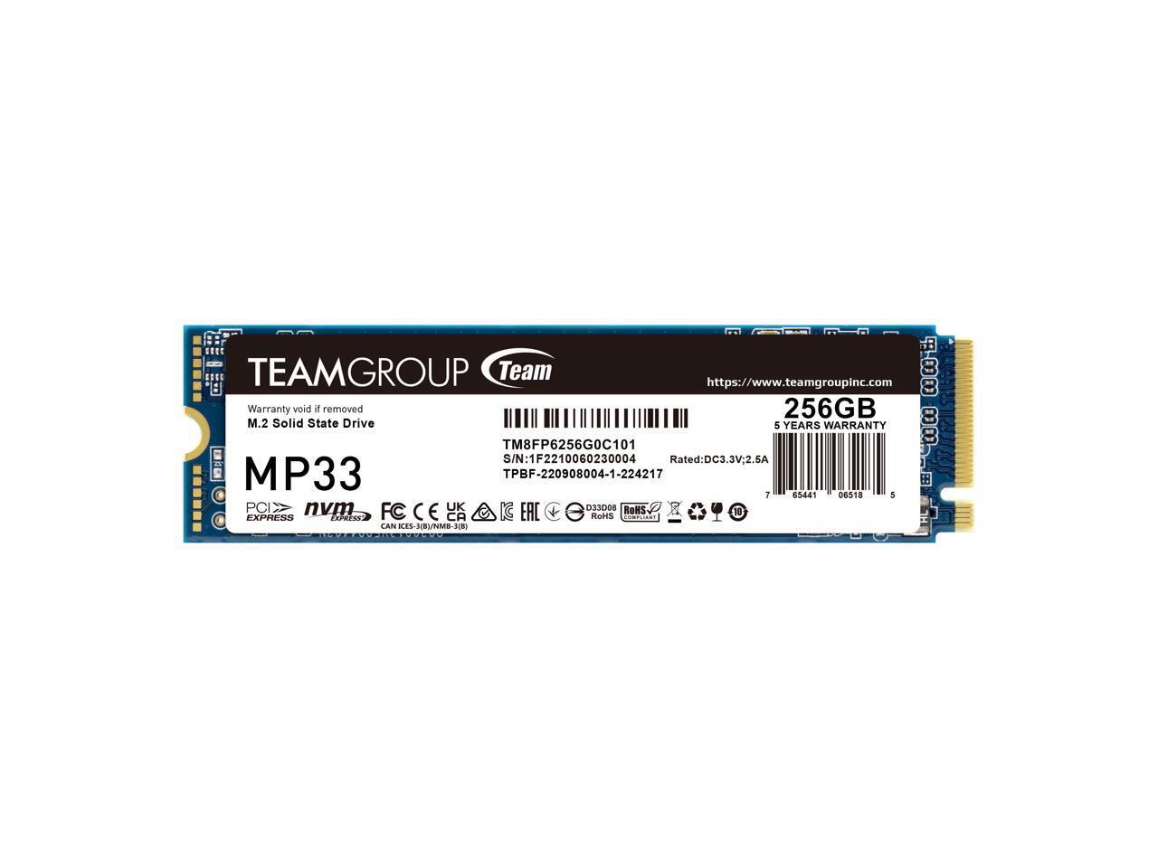 Team Group MP33 M.2 2280 256GB PCIe 3.0 x4 with NVMe 1.3 3D NAND Internal Solid