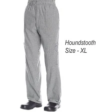 Chef Code Cargo Pants Elastic Waist Drawstring Zipper Cargo Pants XL Houndstooth