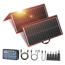  18V Portable Solar Panel Kit Folding Solar Charger with 2 USB Outputs for 300W