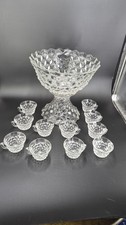 FOSTORIA AMERICAN CUBO 3D PUNCH BOWL CON VASOS Y PEDASTAL