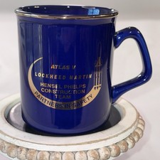 Vintage Lockheed Martin Atlas V Cobalt Blue Coffee Mug Hensel Phelps Partners