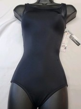Body Wrappers Premier Collection Black Asymmetrical Leotard Scoop Neckline SZ SA