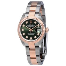 Rolex Oyster Perpetual Datejust Olive Green Diamond Dial Ladies Oyster Watch