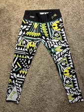 Leggings al tobillo geométricos FIBER para mujer negros blancos amarillos verdes talla única