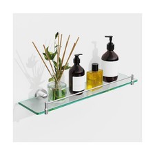 20 Inches Glass Shelves for Bathroom, Brushed Nickel Floating Glass Shelf Sta...