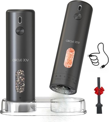 CIRCLE JOY Electric Salt Pepper Grinder Set Black