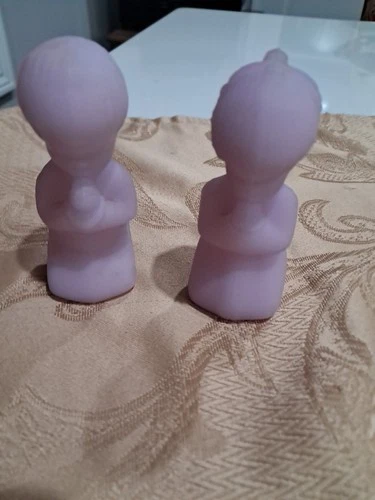 1971 ~Fenton Art Glass~ Lavender Satin Boy And Girl Praying Figurines ~ EUC!