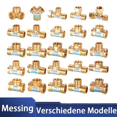 Messing BSP 1/2'' 3/4'' Innen-Außen Gewindefittings T-Stück Adapter Rohrfittings