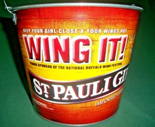 5 Quart Metal (Tin) Bucket St. Pauli Girl Beer “WING IT!” Double Sided Ice Pail