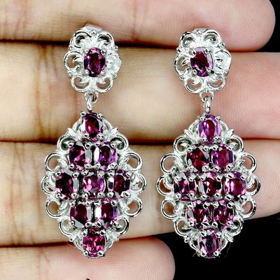 925 Sterlingsilber Ohrringe Oval Rhodolith Granat 4x3mm Edelstein Schmuck