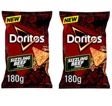 Doritos Mexican Beef Taco Flavour Tortilla Chips Crisps Snacks 180g PACK OF 2