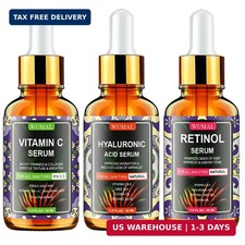 3 Pack Face Serum Set - Includes Vitamin C, Retinol Hyaluronic Acid - Firming,