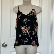 NWT Nine Britton Black Floral Lined Sleeveless Top Size M Adjustable Straps