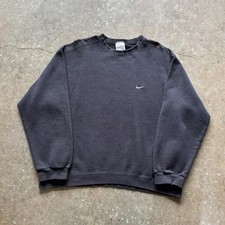 Vintage 90  s Nike Mini Swoosh Faded Black Pullover Sweatshirt