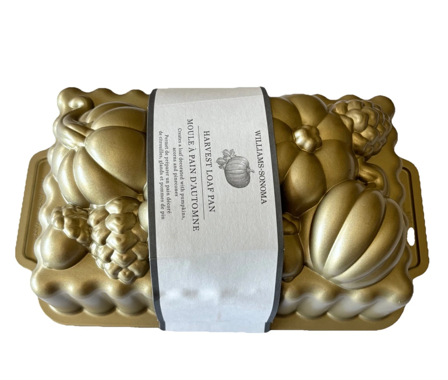 Williams Sonoma Nordic Ware Loaf Harvest Bounty Loaf Pan NEW gold tone