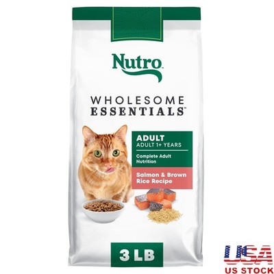 Adult Dry Cat Food Salmon Brown Rice Digestion Immune Support Kibble 48oz New