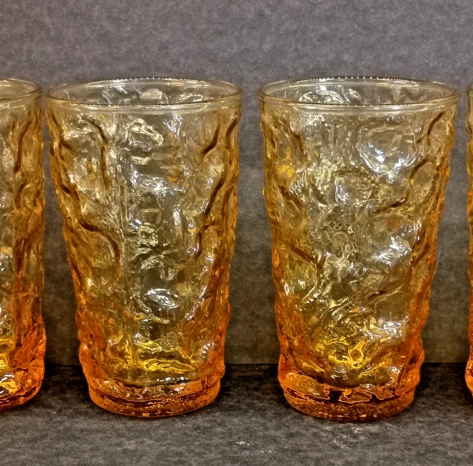 Винтажный набор из 4 желтых стаканов для сока Anchor Hocking Amber Lido Milano - Изображение 2 из 4