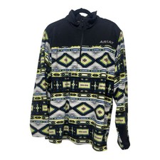 Ariat Men  s Basis 1/4 Zip Fleece Aztec Print Western Size L Tall Lime Chaser