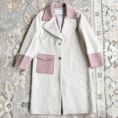 Petite Studio NYC Women s 100% Wool Coat Jacket Size Small S Gray & Mauve Pink