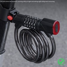 Smart Bike Lock 5 Digit Code with Auto LED Tail Light and 1 2m Steel Cable