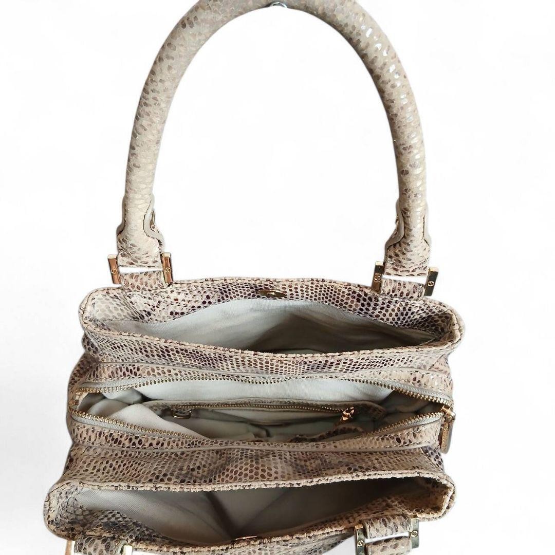 TORY BURCH python pattern tote handbag beige - image 3