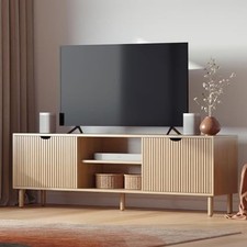 Contemporary Fluted TV Stand - Media Console 70 Entertainment Center Table