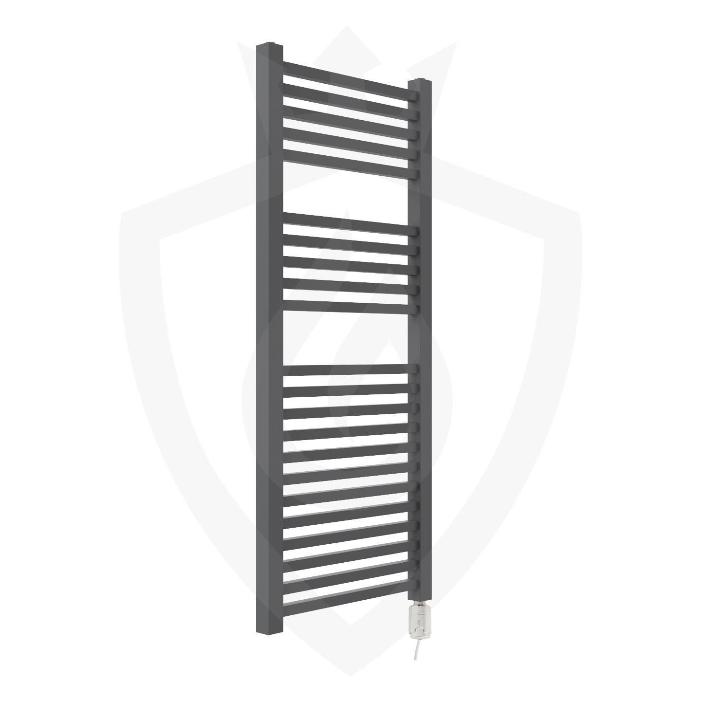 Anthracite Electric Towel Rail Squ Bars Thermo Element 300W 500mm x 1200mm