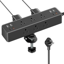 Flat Plug Desk Clamp Power Strip 15FT, 40W Total Fast Charging Station, Dual ...