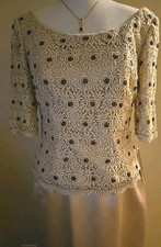 Watters Beaded Lace Blouse Skirt Set Gold Nwt Formal Mother  Bride Sz 12 Elegant