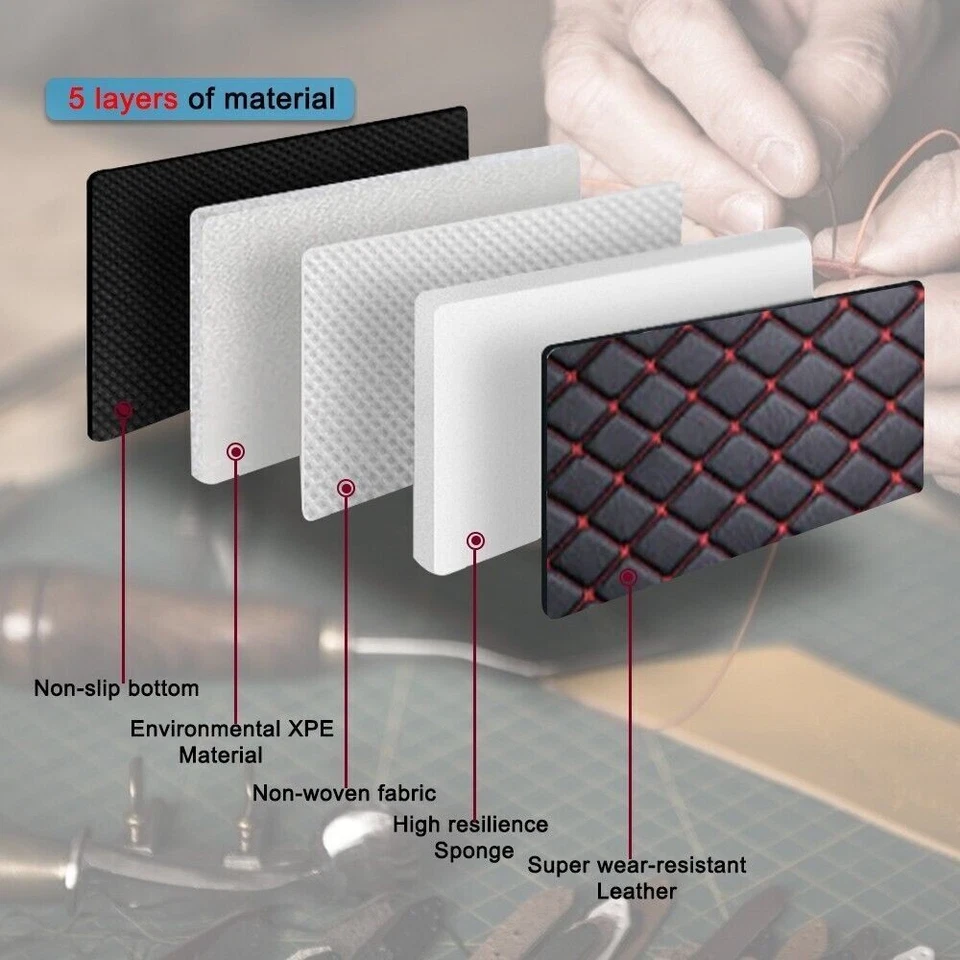 Car Floor Mats for Kia Spectra/Cerato2003-2007 Full Covered PU Leather Black Red — 第 2/4 张图片