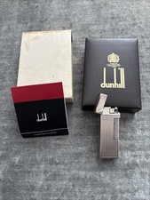 Vintage Dunhill Rollagas Silver Plated Lighter Textured Pattern Boxed