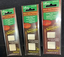 Clover Black Gold Size 10 Quilting Needles Between Appliqué Sharps 3 Packs Of 6