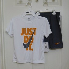 NWT 2pc Nike White Orange Gray Shirt  Shorts Set sz 6 or 7