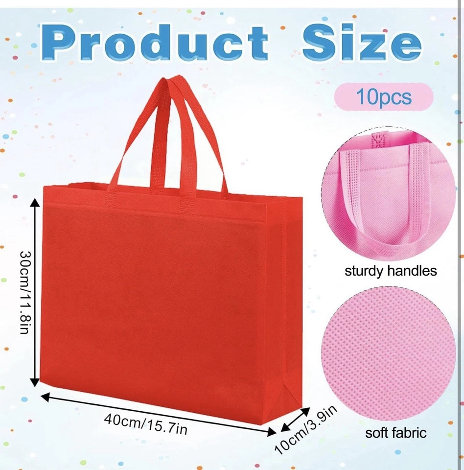 10 Pack Reusable Reinforced Handle Grocery Bags - Heavy Duty Large Shopping Tote - Image 2 of 4