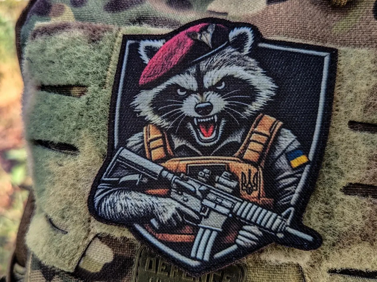 Chevron with tactical raccoon, patch
