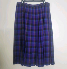Pendleton Skirt 100 Wool Vtg Pleated Tartan Midi USA Made Preppy Size 16 Purple