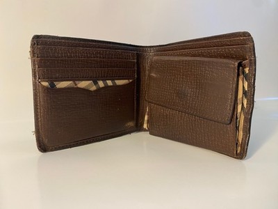 Vintage Used Burberry Mens Brown Leather Wallet luxury